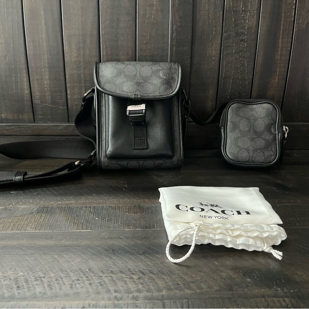 COACH Charter North South Crossbody Bag CHARCOAL